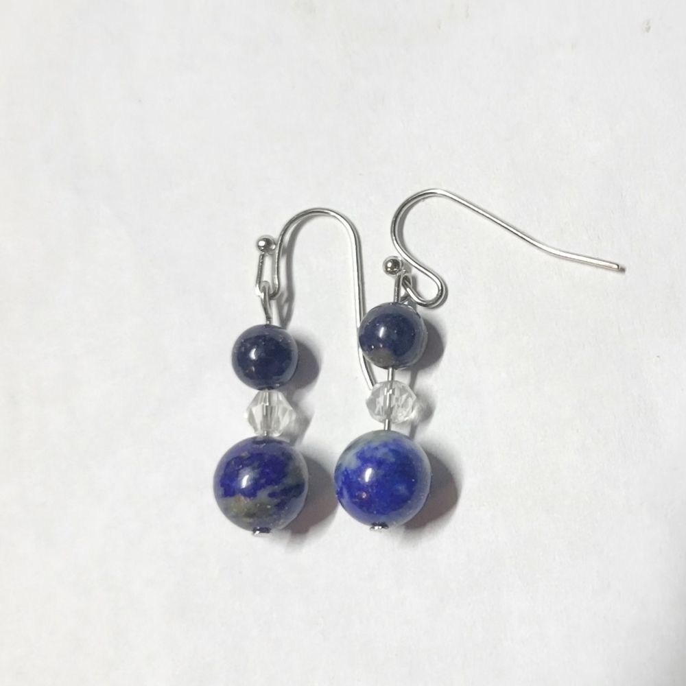 Natural Crystal Dumortierite Sodalite Dangle Earrings